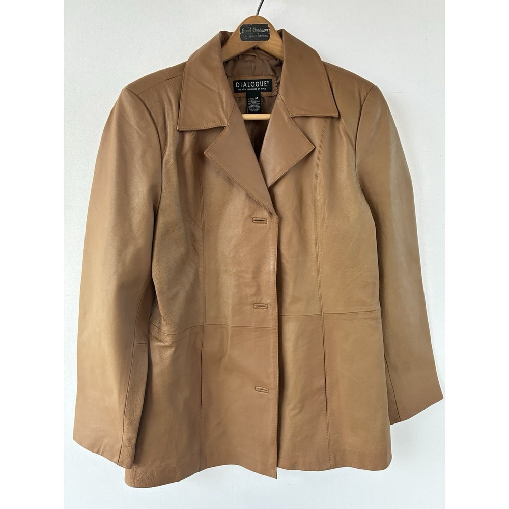 VTG Dialogue The‎ New Language Of Style Brown Leather Jacket Womens Medium